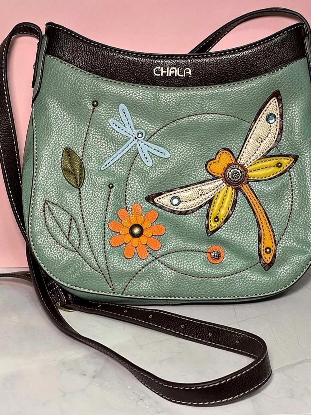 Chala Dragonfly & Floral Crossbody Bag